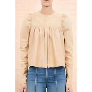 NEW ULLA JOHNSON anouk zip up leather jacket in alabaster